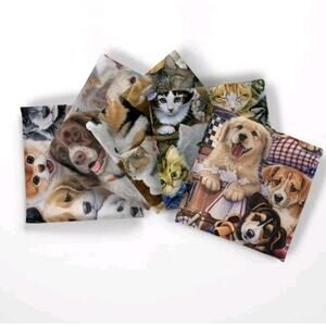 5 Pack Bundle Fat Quarters 100% Cotton Fabric Cats Dogs Kittens Puppies Lot FQ